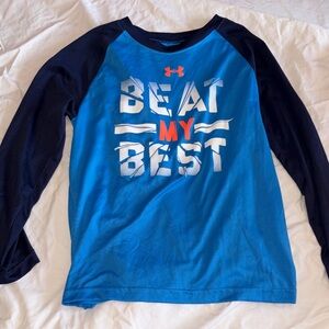 Under Armour Boys Blue and Navy 'Beat My Best' Long Sleeve Tee